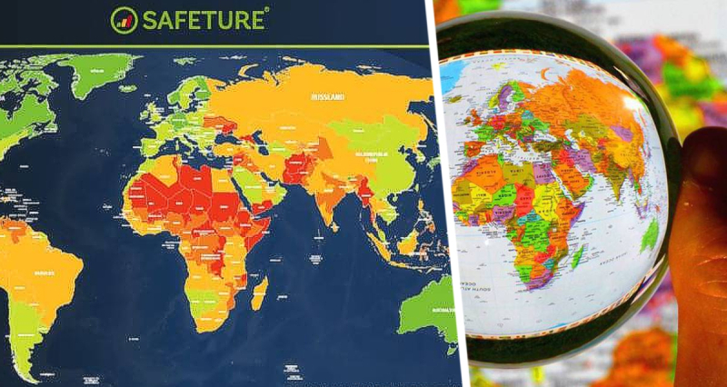 Опубликована карта самых опасных и самых безопасных стран для путешествий
